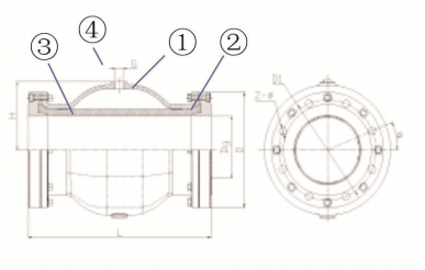 球形氣囊式管夾閥結(jié)構簡圖