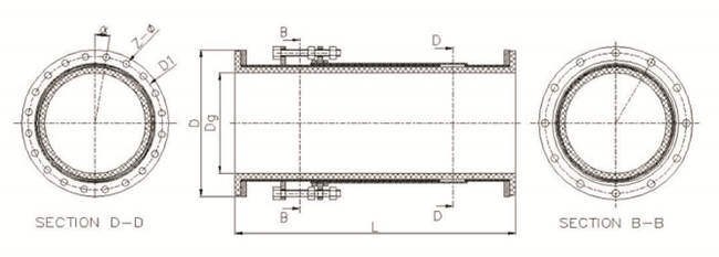 襯膠管道伸縮器結構示意圖